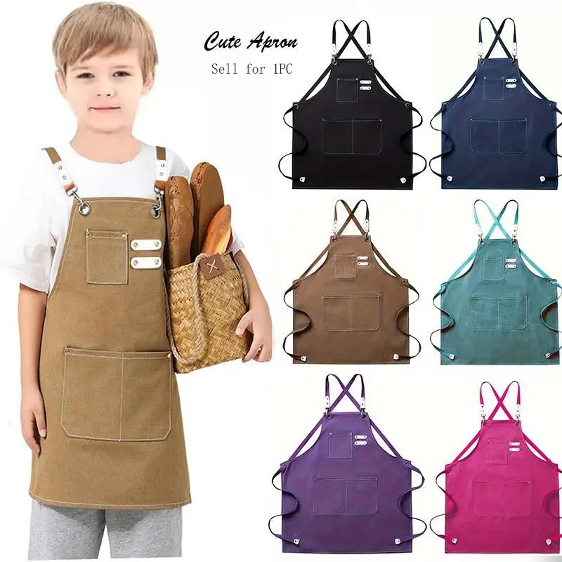 Kids Apron with Pockets, Child Safety Apron for Kitchen Restaurants, Durable Design for Young Cooks, Perfect Gift for Little Chefs