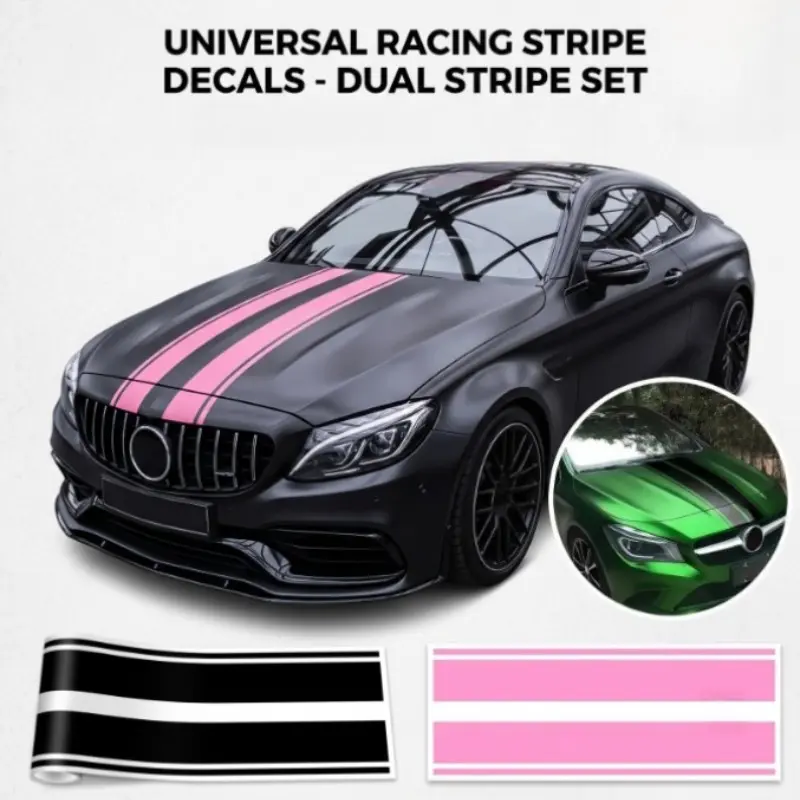 Car Hood Sticker Universal Racing Body Stripe Vinyl Modification External Decoration, Car Decal Racing Decals DIY Customizable Personalized Stickers, Vehicle Exterior Decoration