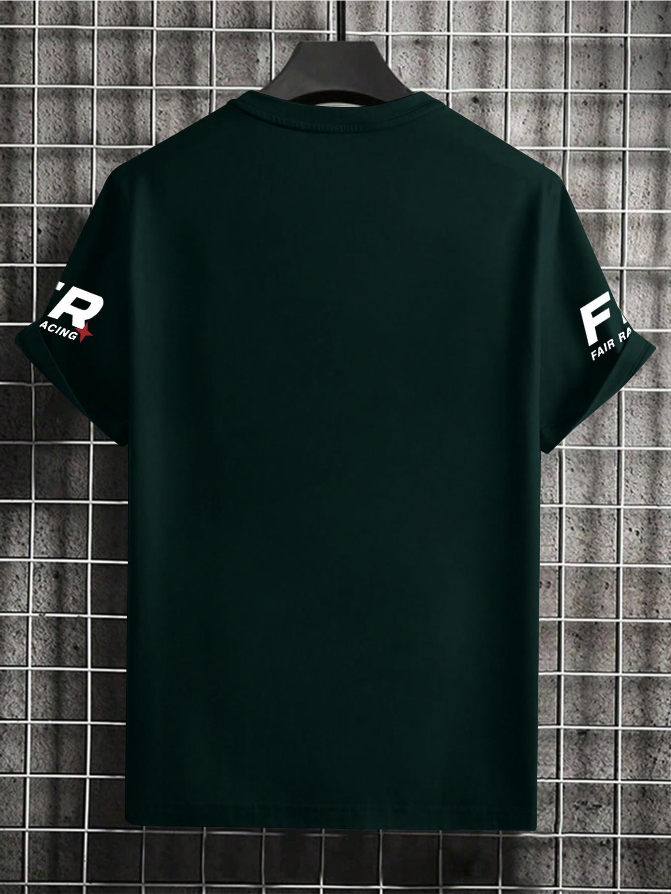 Unisex's Letter & Number Print Round Neck Tee, Regular Fit Casual Short Sleeve Crew Neck T-shirt for Daily Wear, Casual Graphic Design, Crewneck Streetwear, Casual Stylish Tee, Casual Style Tee