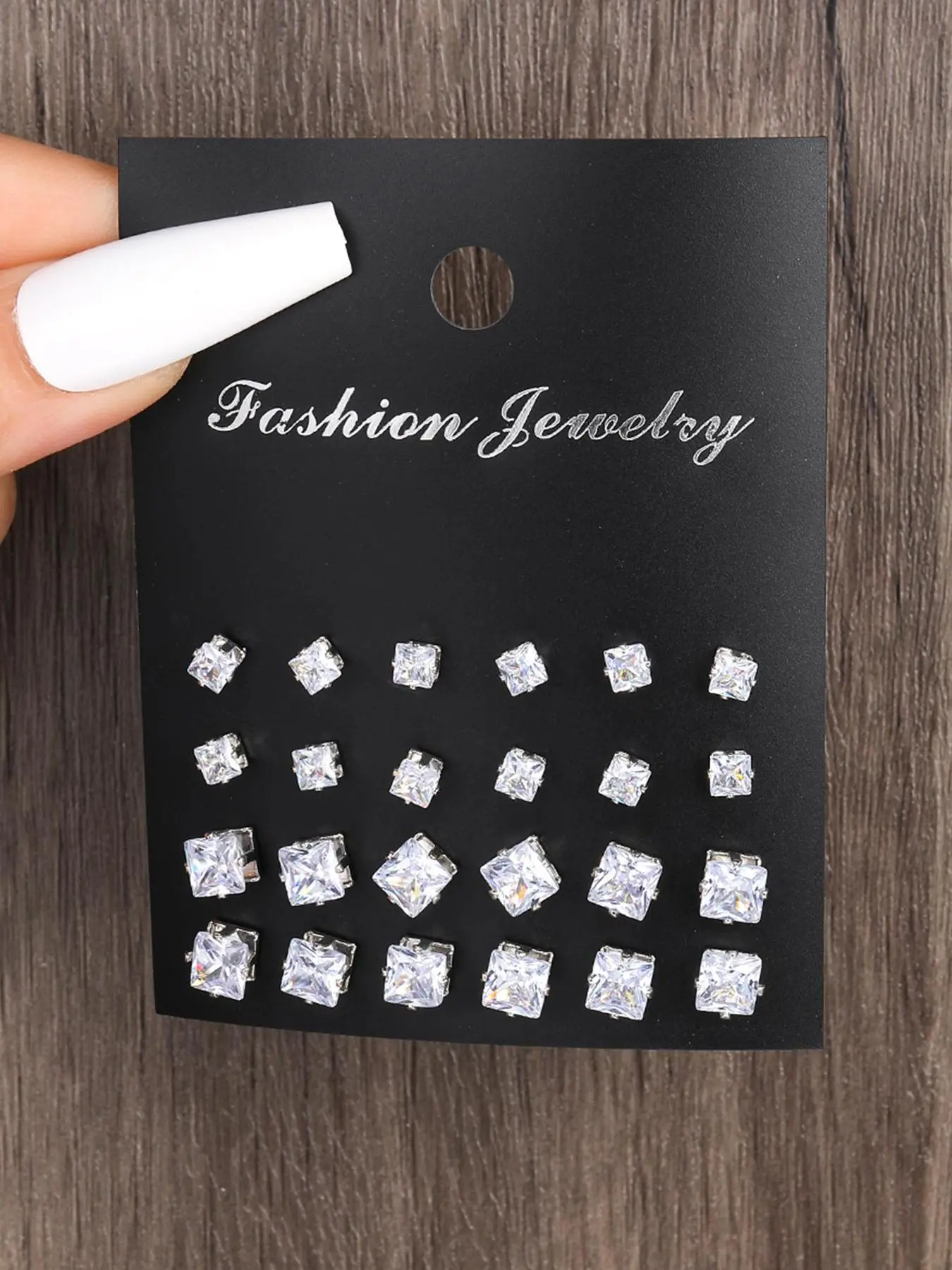 Rhinestone Decorated Stud Earrings, Geometric Design Earrings, Trendy Ear Jewelry for Parties & Daily Wear, Chic Gift for Women