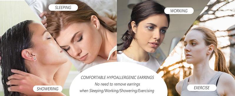 Florideco Small Tiny Stud Earrings for Women Hypoallergenic Flat Back Earrings 14K Gold Plated Surgical Stainless Steel Earrings Sets Screw Back Cartilage Earrings