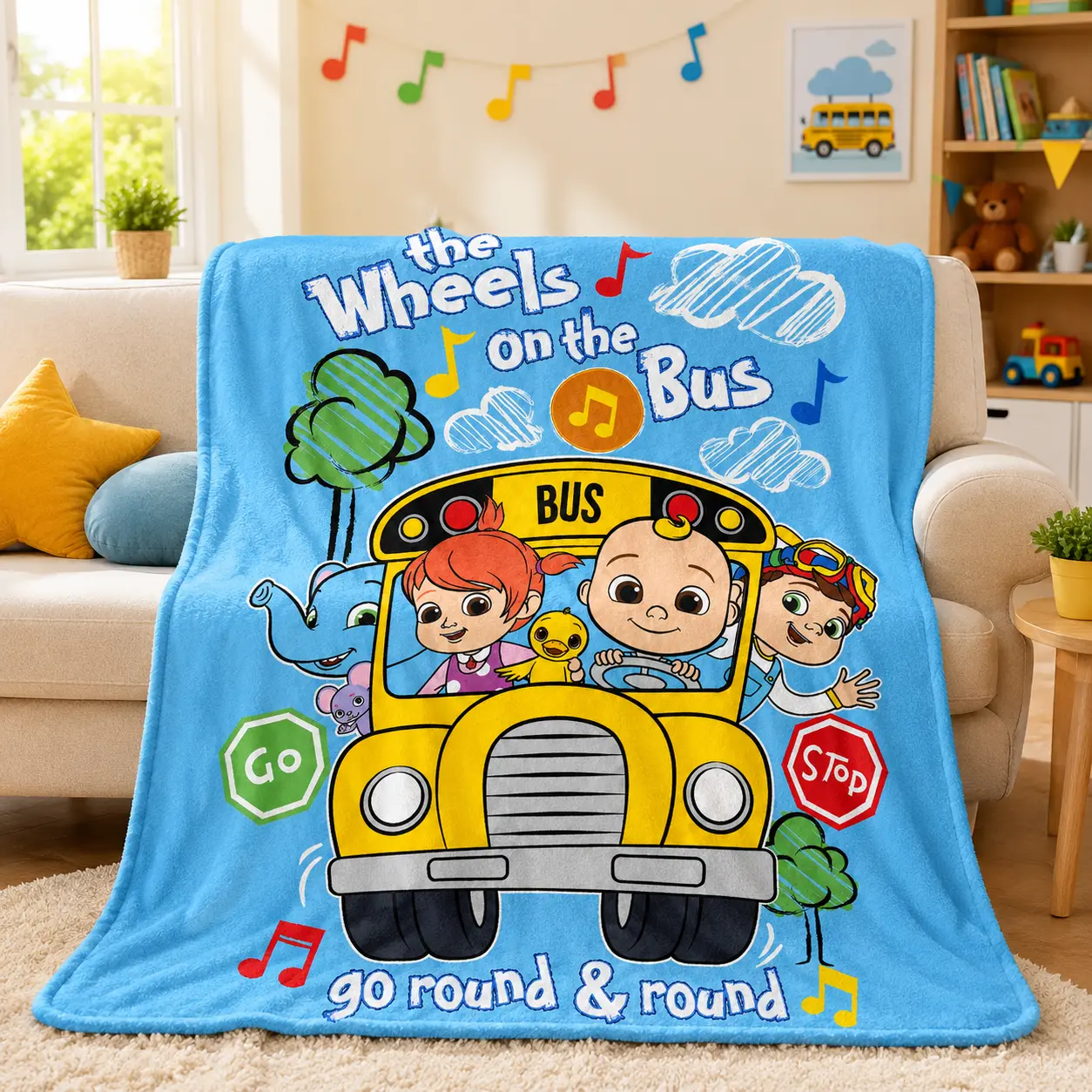 Cocomelon Cartoon Character Blanket Cute Funny Throw Blanket For Kids Adults Home Decor Sofa Couch Bed Kids Room Travel Nap All Season Blanket Birthday Gift Halloween Gift Christmas Gift Holiday Present Cute Room Decor Cartoon Fan Gift  Multi Size