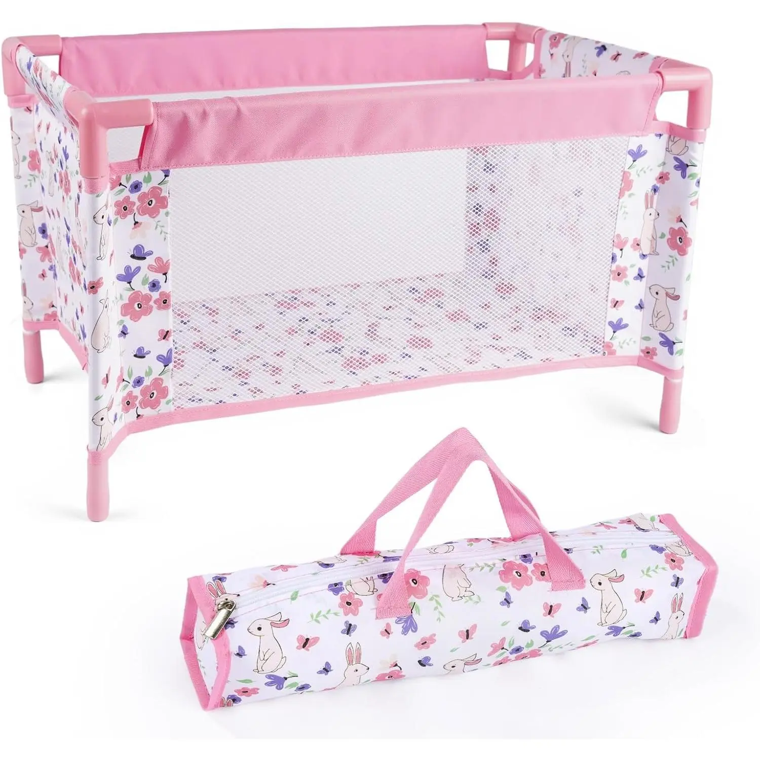 Reborn Baby Dolls Crib, Babys Doll Bed for Up to 18 Inch Baby Dolls, Removable Babys Doll Playpen Toy Crib, Reborn Baby Doll Accessories with Storage Bag, Toy Gift for Kids Ages 3+