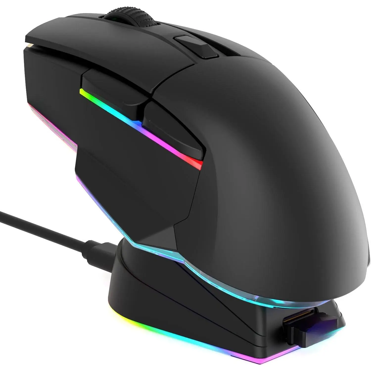 A955 Lightweight  Gaming  with RGB  Dock: Tri-Mode 2.4G/USB-C/BT  Up to 12K DPI Optical Sensor -KBS II Buttons Fully Programmable- 120 Hr