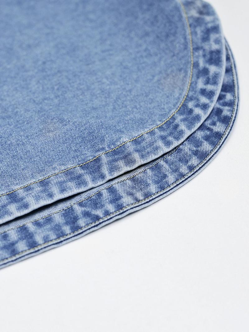 Women's Plain Drop Shoulder Denim Jacket, Casual Outerwear With Pockets For All Seasons