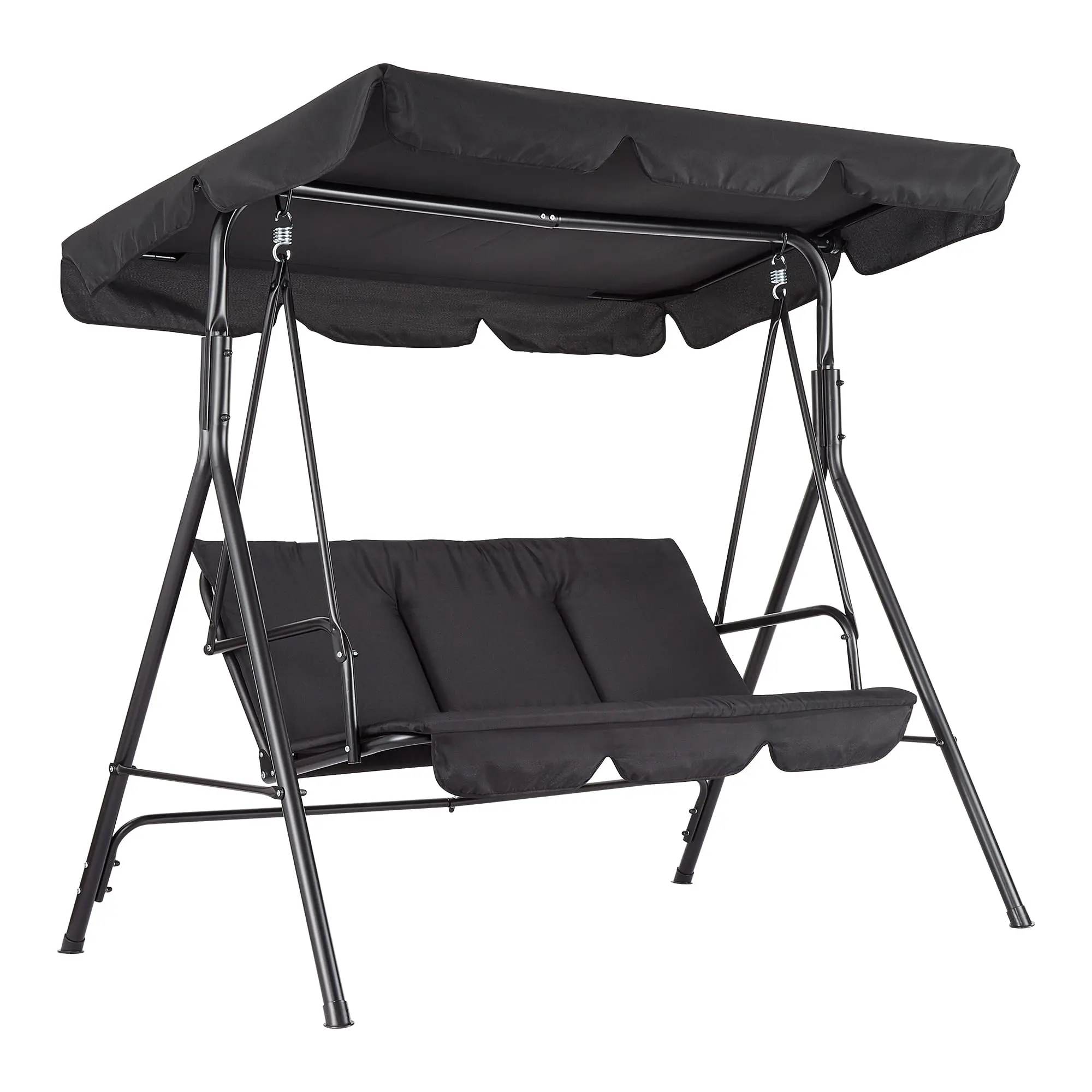 Garvee 3-Seat Outdoor Swing Chair - Heavy-Duty Steel Frame with Adjustable Canopy, Thick Waterproof Cushions, Weather-Resistant Patio Glider Bench for Backyard, Porch, Lawn, Garden