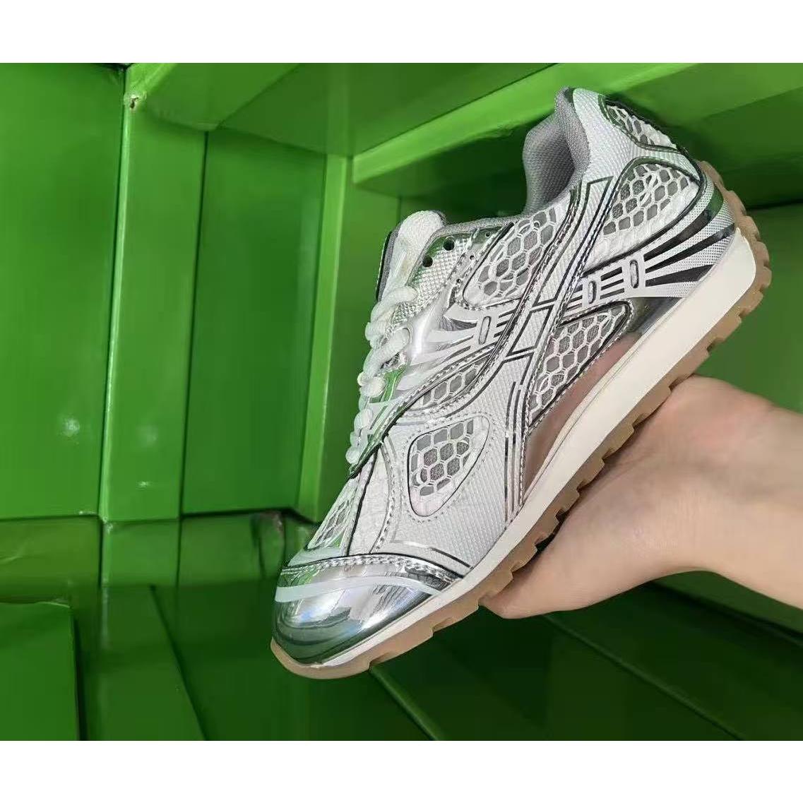 Metallic Red & Purple Retro Sneakers, Breathable Mesh Reflective Running Shoes, Trendy Chunky Casual Footwear