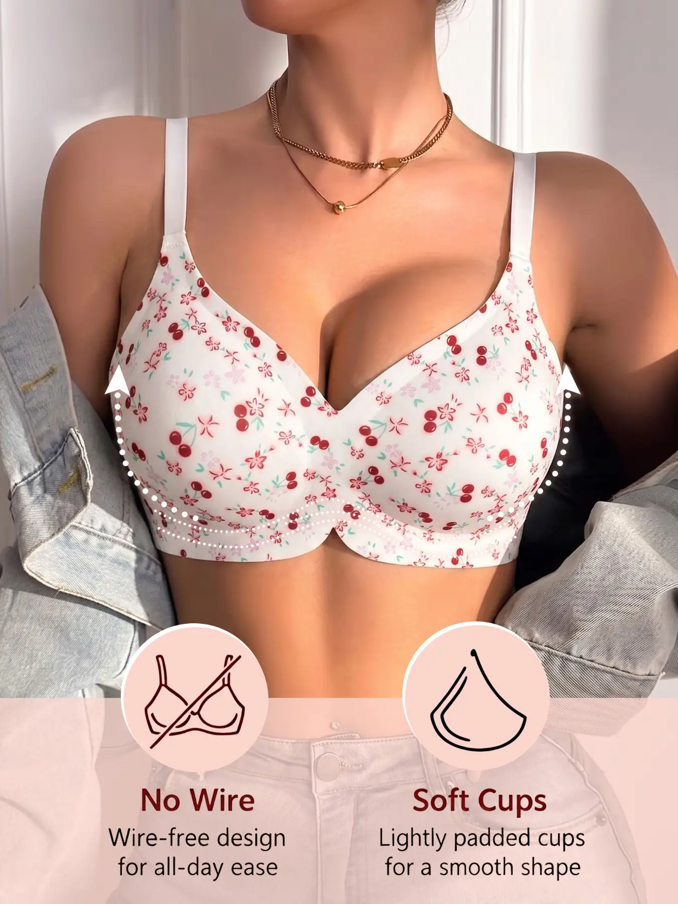 Multiple Styles Available Jelly Support Bra, Wireless T-Shirt Bra, Seamless Thin Padded Cups, Adjustable Straps, All-Day Comfort