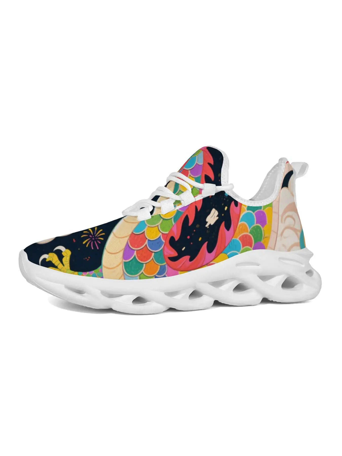 Colorful Print Sneakers, Unique Artistic Style, Trendy and Vibrant, Classic Thick Sole Design, Comfortable and Breathable, Perfect for Young Urbanites