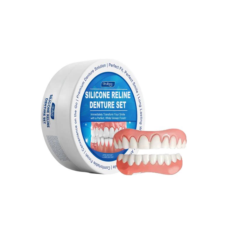 2pcs Denture False Teeth Set Teeth Beauty Set Enhance Smile Aesthetics Comfortable Material Care Kit
