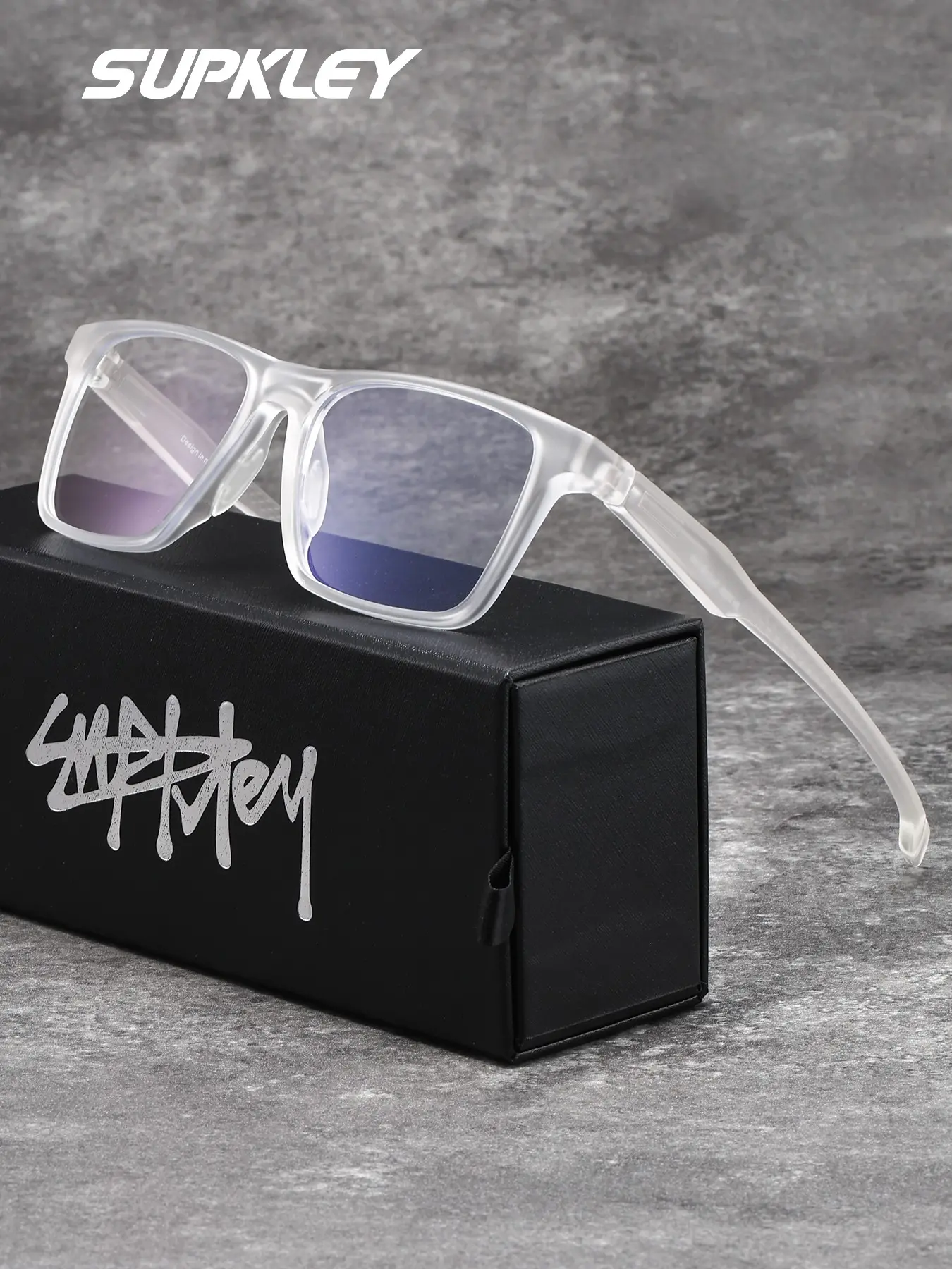 SUPKLEY Ultra Light Lightweight Eyewear Men'S Anti Blue Light Glasses Lightweight Eyeglasses Tr90 Square Frame Trendy Frames Fashionable And Versatile Office Games Reduce Blue Light Computer Glasses