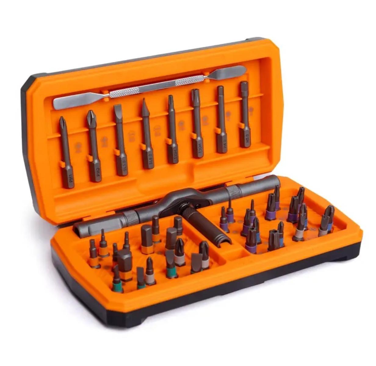 43-in-1 Ratcheting Screwdriver Set Multi-Purpose Magnetic Repair Kit with Detachable Handle | Perfect for Computer, Phone, Watch & Glasses Fixes | Cool DIY Tool Gift for Men Rotary Ratchet car Removal Portable
