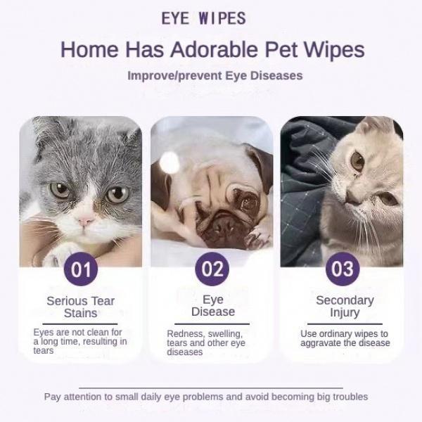 3-in-1 Pet Finger Wet Wipes For Dogs & CatsTeeth Cleaning Wipes, Breath Freshener DentalFinger Wipes Soft, For Eyes, Ears, Dental CarePack Of 50