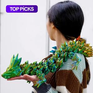 3d printed dragon toy, 1 count colorful dragon figurine, creative desktop decoration, home decor supplies, perfect holiday gift, ornaments, craft figurine