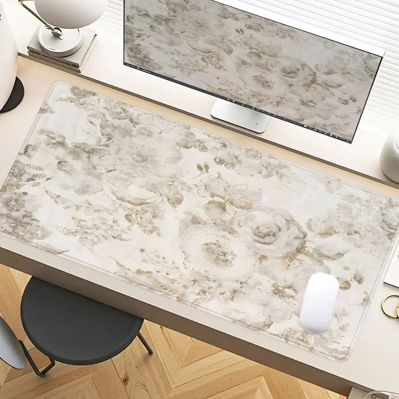 Floral Elegance Desk Pad Gaming Mousepad XXL Mouse Pad For Laptop Desk Mouse Pad Extra Large With Non-Slip Rubber Base Stitched Edges Surface For PC Gamers Office Workers & Home Use Perfect Gift For Spring Season