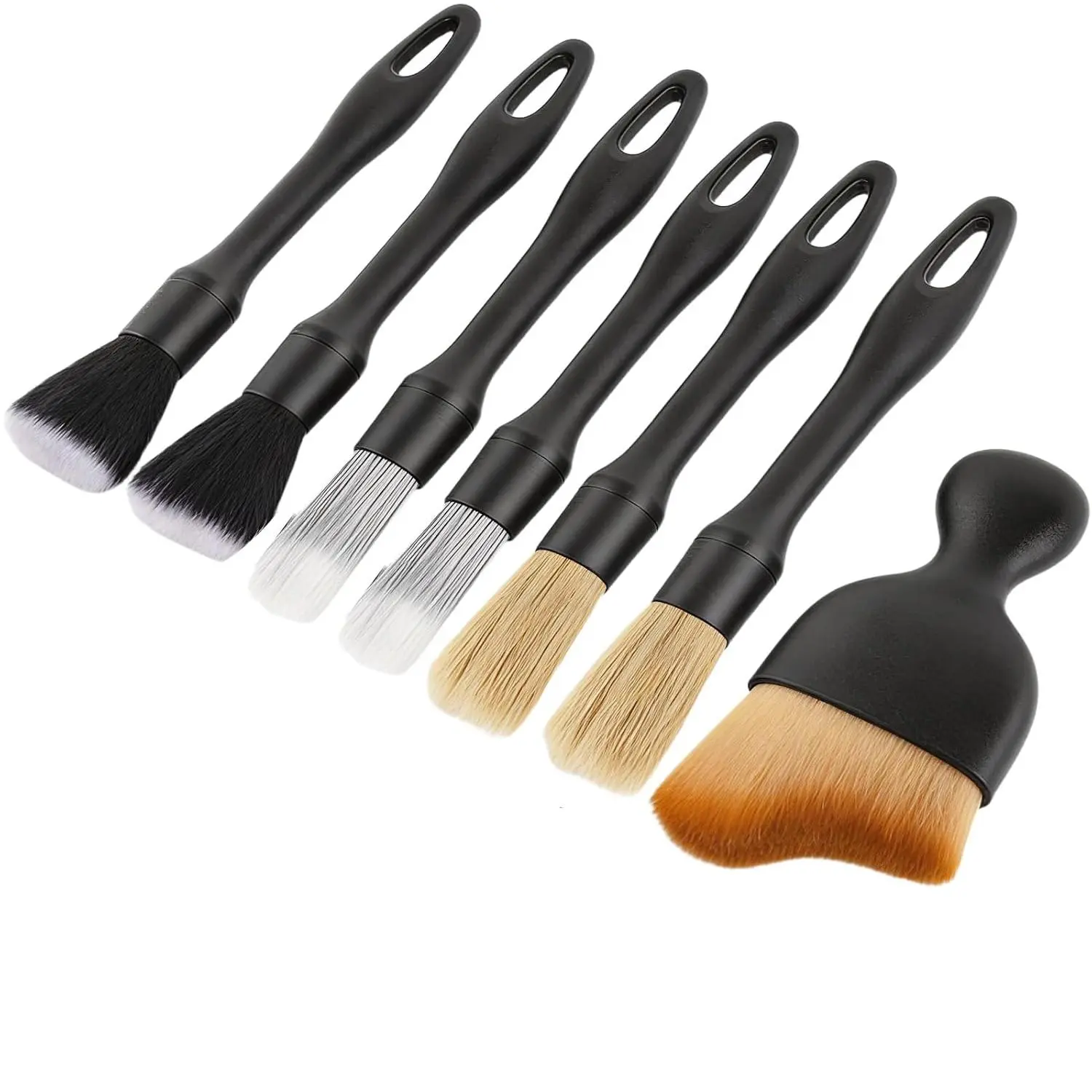 7PCS Car Detailing Brush Set,Ultra Soft Boars Hair Auto Detailing Brushes for Car Interior Exterior Cleaning,Professional Car Detail Kit with Storage Bag for Dashboard,Air Vents,Wheels