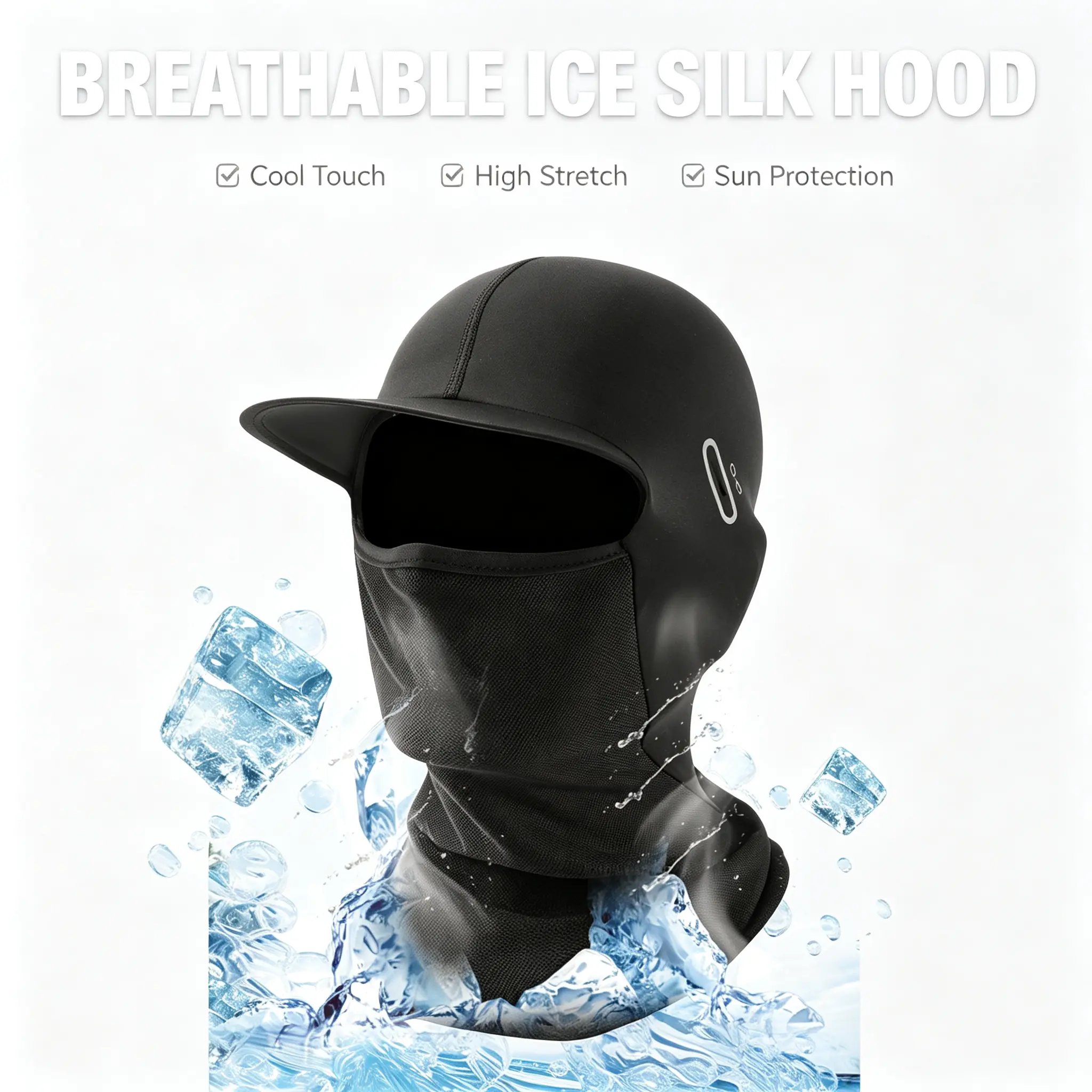 Ice Silk Cooling Balaclava with Brim - Sun Protection Face Mask & Neck Gaiter for Cycling, Hiking, Outdoor Work