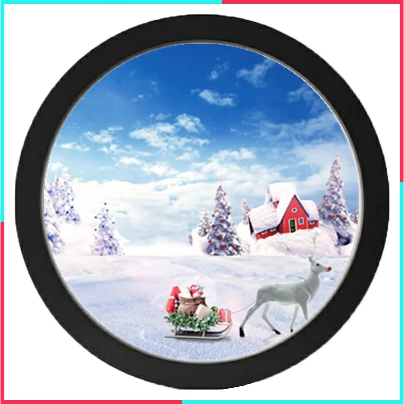 Round Photo Frame Wooden Wall Hanging Picture Frames for Home Office Wall Decor (Black, 8 inch)