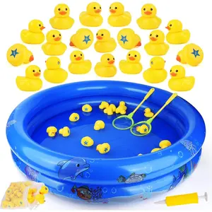 Duck Matching Game Toys for Kids - 20 Plastic Ducks with Numbers,34" x 7" Kiddie Pool |     Storage Bag, 2 Nets - Fun Memory Games - Water Outdoor Game for Children,Preschoolers,Birthday Party Carnival