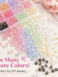 100pcs 10mm Transparent Glass Beads, Ice Clear Round Glass Beads, Ideal for DIY Jewelry Making, Bracelets, Necklaces, Fabric Weaving, Craft Supplies