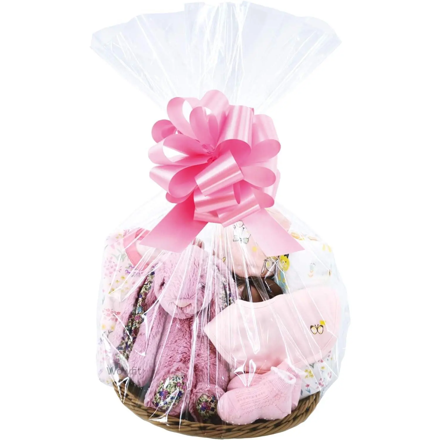 18x30 Clear Cellophane Bags for Gift Baskets, 10 CT Large Cello Bags – Crystal Clear Plastic Wrap for Easter Baskets, Baby Showers & Weddings | Flat, No Gusset (Ribbon Not Included)
