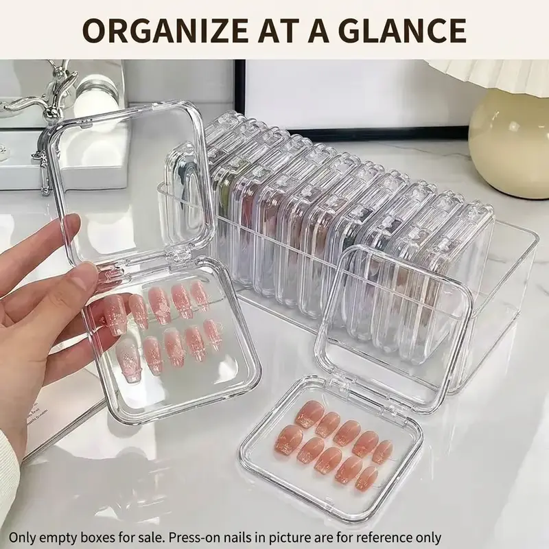 Nail Art Storage Box Set, 12pcs Transparent Acrylic Nail Organizers Containers with Large External Case, Includes 2 Adhesive Strips, Portable Multi-Use Organizer, Nail Supply Storage #GLOBAL PICKS
