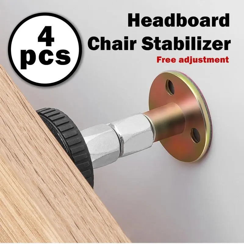 4 Counts  Adjustable Threaded Bed Frame Fixer, No-Shake Headboard Wall Brackets, Headboard Reinforcement System, Quick Installation