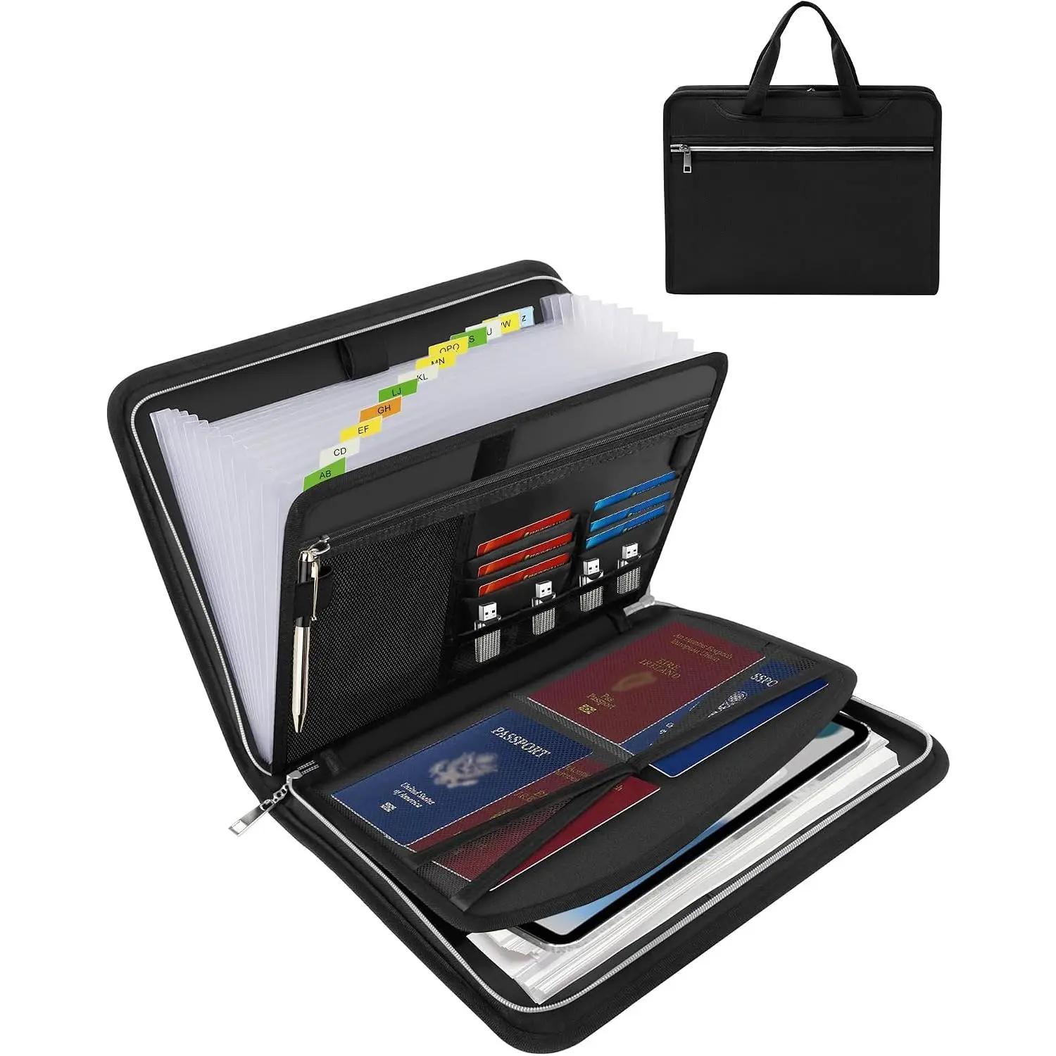 Fireproof Bag Important Document Organizer/13 Pocket Accordion File | Expanding File Folder with Labels, Safe Holder and Organizer for Birth Certificate, Paper, Receipt, Bill, etc.