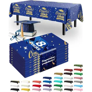 Graduation Decorations 2026 Plastic Tablecloth Disposable 8 Pack, Class of 2026 Rectangle Table Cover 54 x 108 Inch, Sturdy Leakproof Plastic Table Cloth for Graduation Party, Picnic, Blue