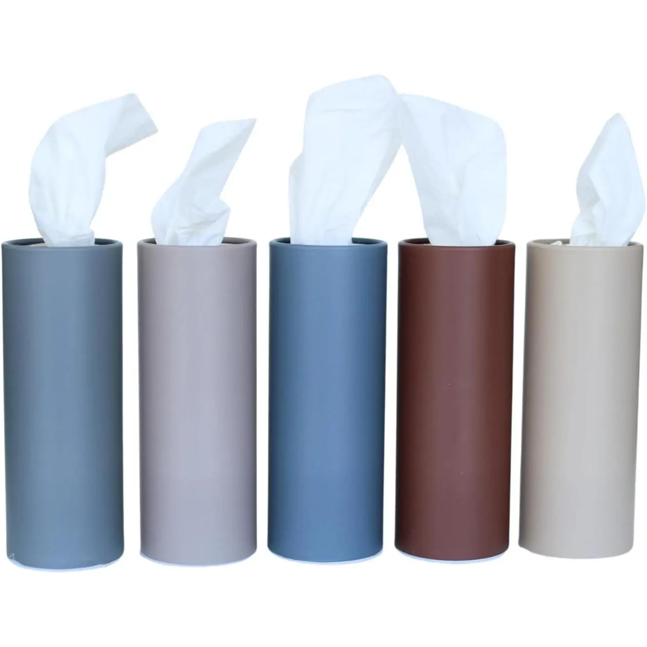Cylinder  Facial Tissue Holder, 5 Pack, 50 Tissues Per Cylinder, with Easy Open Lid, 3-Ply Tissues for Your ,  and Office. Geometric Patterns (Matte )