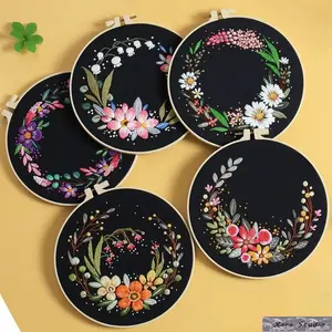 New flower wreath flower language embroidery DIY material bag handmade creative ribbon embroidery three-dimensional hanging painting