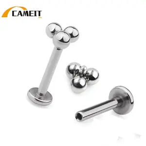 2PCS G23 Titanium 3 Balls Internally Thread Labret PIERC Ear Cartilage Tragus Helix Earring Lip Stud Ring Body Pircing Jewelry
