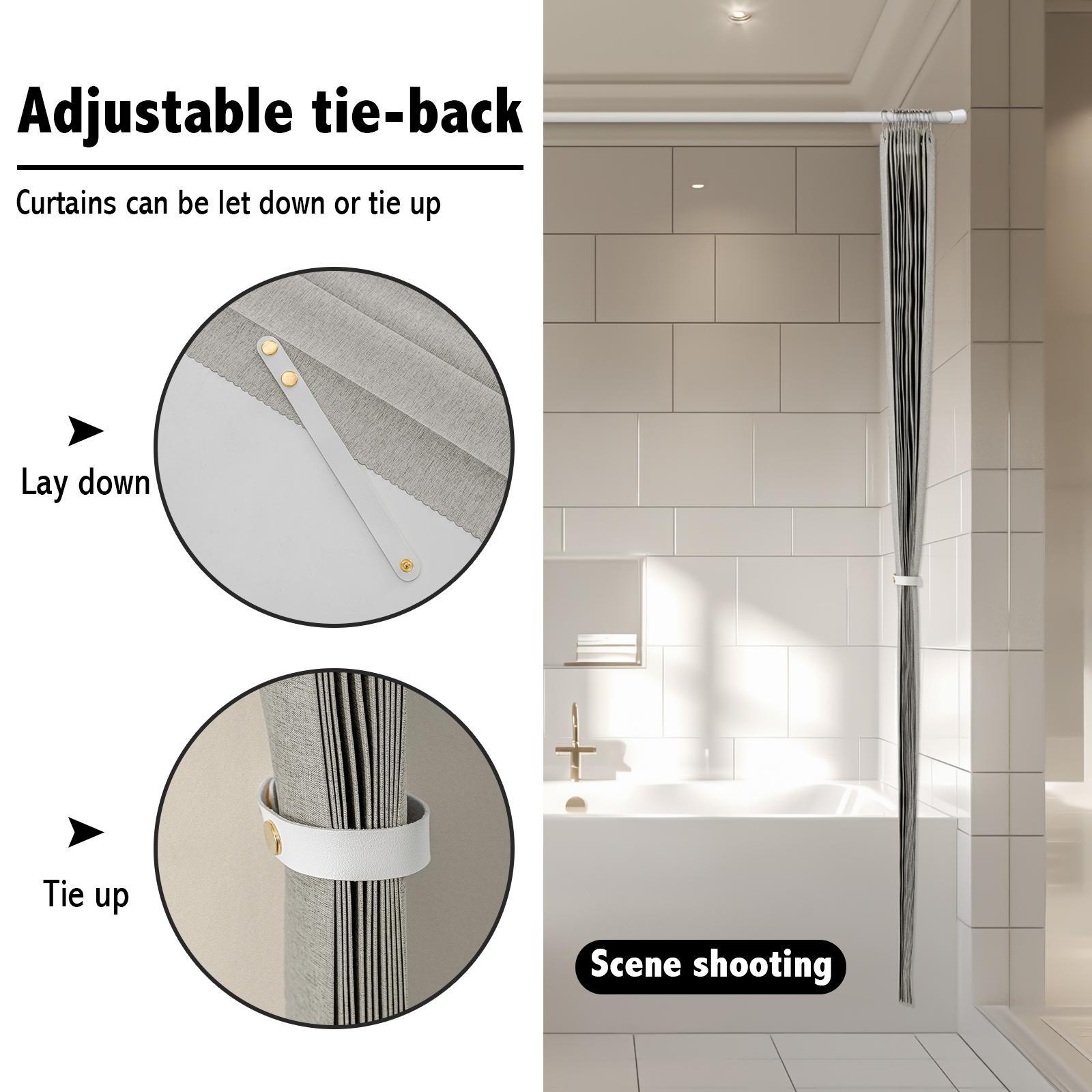 Magnetic Folding Shower Curtain, 1 Count Waterproof & Mildew Resistant Shower Curtain, Bathroom Decoration Supplies for Home Interior, Hotel, Guest House