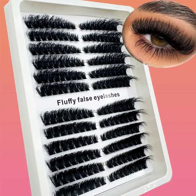 204pcs High Capacity 80D+100D Individual Cluster Eyelashes, Roots D Curl Large Capacity False Eyelashes, Divided By Height, Separated Into Left And Right Bundles, Single Cluster In Pairs. Sharp Eyelashes, Naturally Segmented