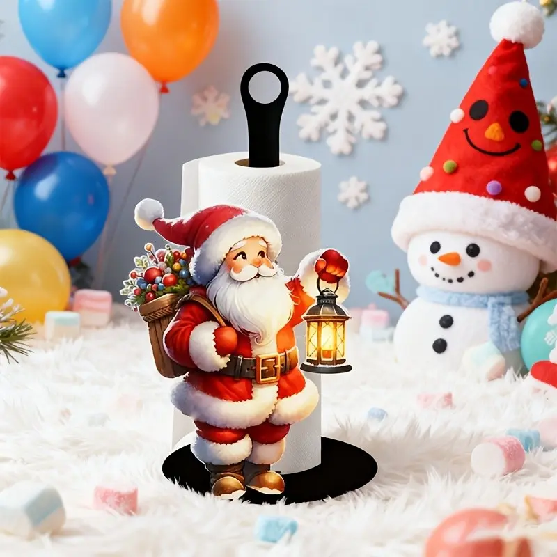 Kitchen Paper Holder, Desktop Roll Rack, Santa Claus Design, No Installation, Christmas Decor, Kitchen, Bathroom, Living Room, Dining Room