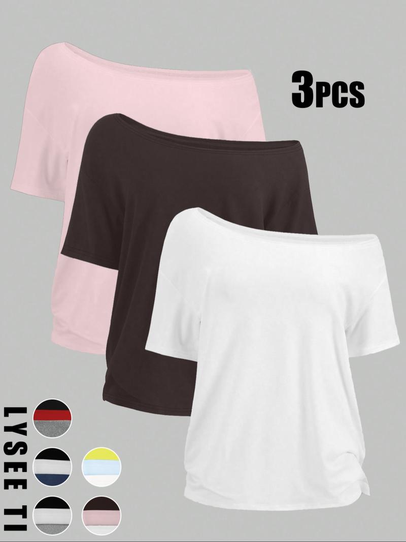 Women's Solid Color Tee, Casual Basic Short Sleeve T-shirt for Daily Wear, Ladies Clothes for All Seasons, Womenswear