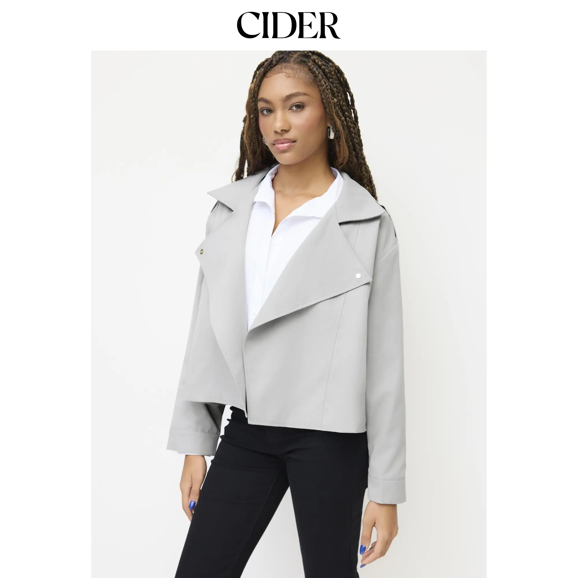 Cider Collar Button Pocket Trench Coat SohoChic