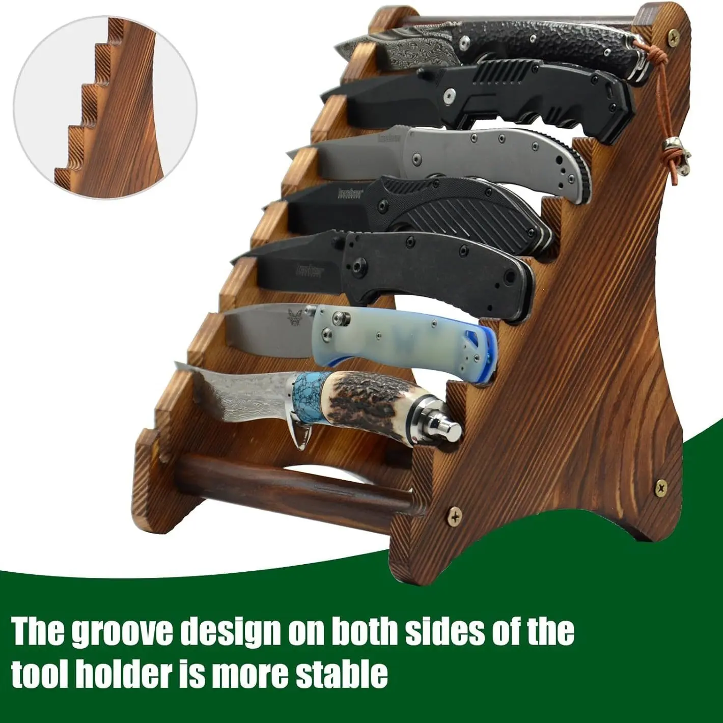 Wooden Knife Display Stand for Home Use, Desktop Storage and Display Rack for Fruit Knives and Utility Knives