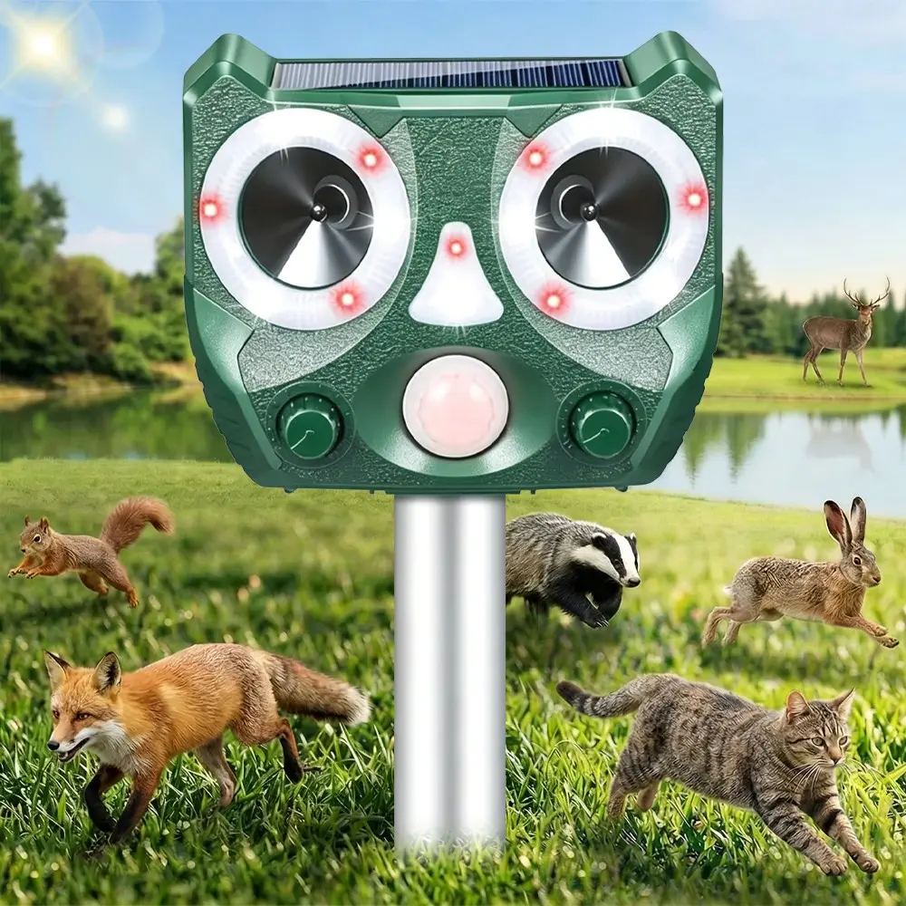 Solar Powered Outdoor Animal Repeller, LED Alarm Bird Cat Repeller, Infrared Ultrasonic Mouse Repeller, Sjz-119 Model, Mouse Repellent