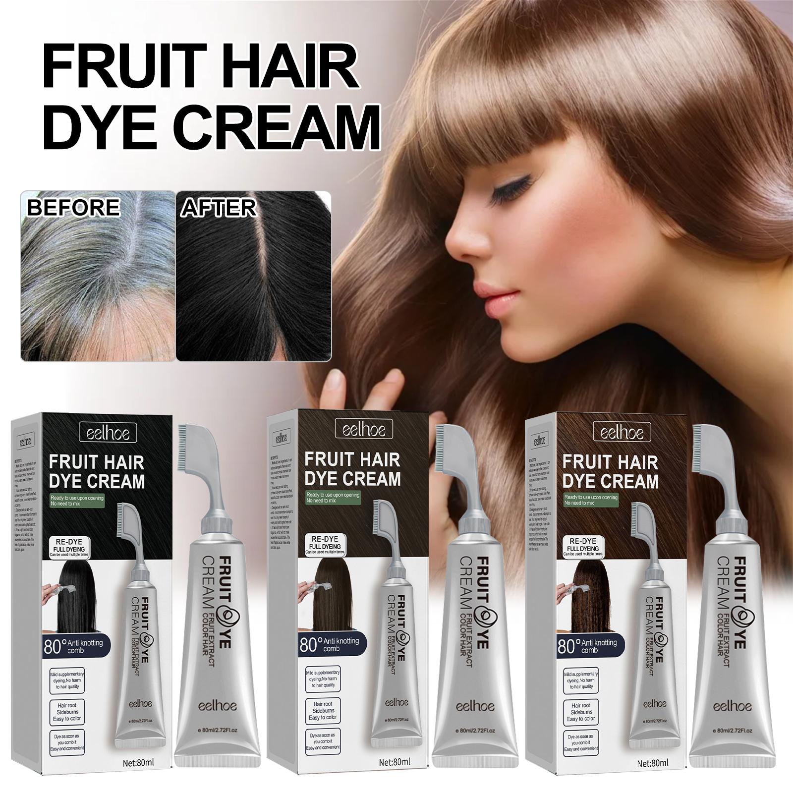 EELHOE Fruit And Vegetable Hair Cream, Natural, Mild And Long-Lasting, Does Not Hurt The Scalp. Easy To Apply Dark Hair Cream