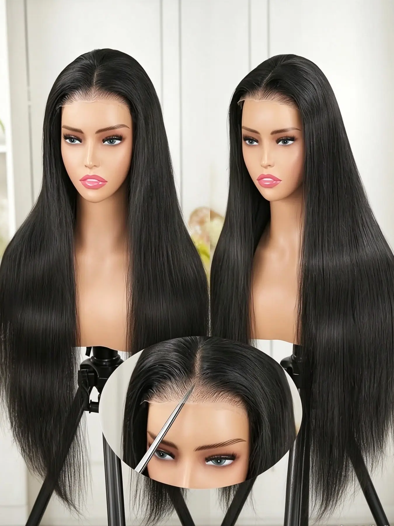 Put On Go Glueless Wigs Straight Brazilian Human Hair Wig 5*6 HD Lace Closure Wigs Human Hair Pre Plucked Pre Cut With Baby Hair 5*6 Glueless Straight Human Hair Wig 200 Density Human Hair Wig To Wear Silky Straight Wigs For Beginners Day And Night