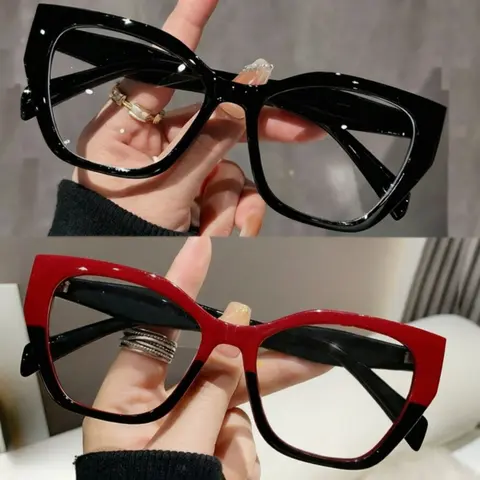 2-Pair Women's Cat-Eye Reading Glasses Set, Large Lightweight Frames, Available in +1.0 to +4.0 Magnification, Comfortable Readers for Books, Phones & Computers
