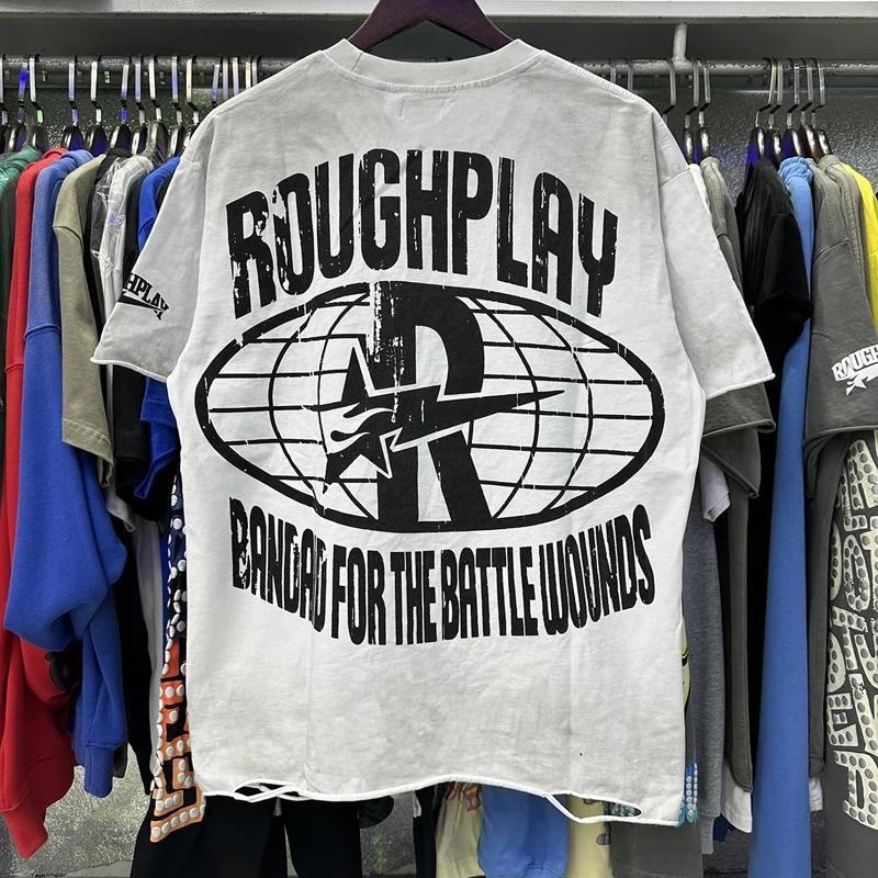 Vintage Washed Roughplay T-Shirt, Heavyweight White Ink Jesus Skull Print, Retro Rockabilly Bling Diamond Patchwork, American Hip Hop Unisex Streetwear Short Sleeve Cotton Tee