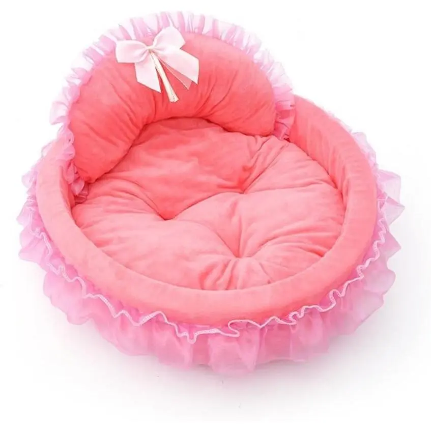 Washable Princess Pet Bed for Small Medium Dogs & Cats - Soft Plush Warm Cave Sofa Cushion, Cozy Snuggle Nest Mat, Cute Comfy Kennel Pad(18.9''X16.54''X18.9'',Pink)