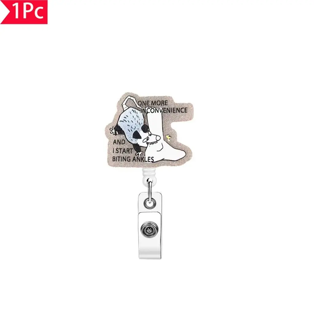 One More Inconvenience and I'm Biting Ankles Funny Possum Badge Reel | Retractable ID Card Badge Holder | Sassy Animal Humor Gift | Office Stocking Stuffer | Doctor Nurse Gifts