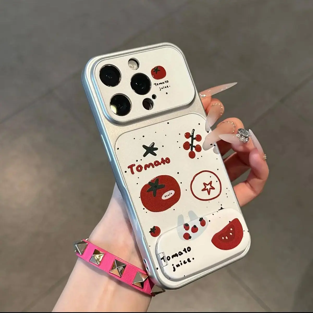 Korean minimalist tomato design, unique style hard to duplicate Phone Case for use with iphone 17 air 16 pro max 15 pro 14 13/12/11 design phone cases for iphone Imitation Sheepskin Leather phone case for girlies and boys aesthetic holographic phone case