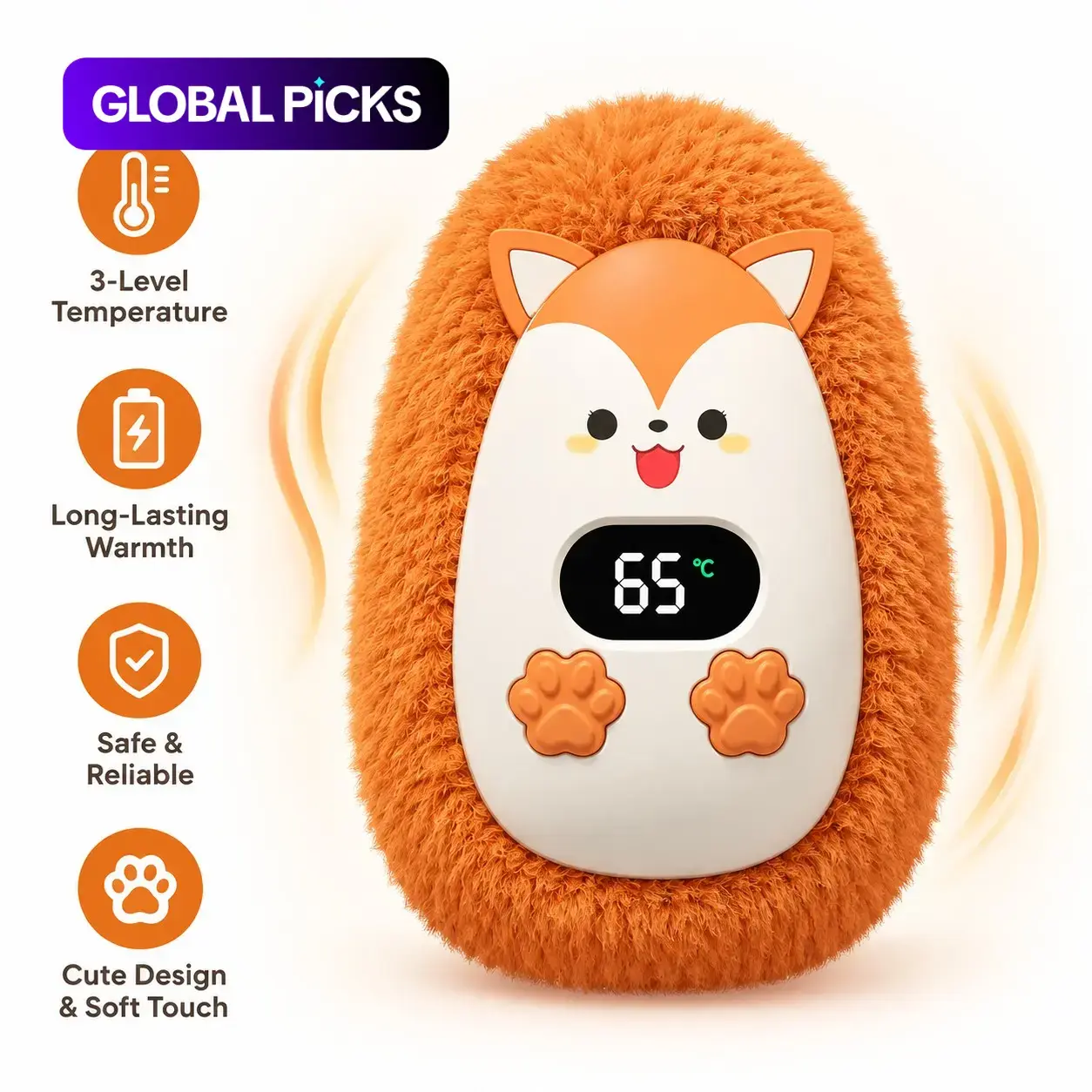 Couple's Rechargeable Warming Hand Warmer, Warm Hands, Cartoon Electric Hand Heater with Adjustable Temperature, ABS Material, Portable, Lightweight & Cute Design, Gift for Kids & Her, Indoor/Outdoor Use #GLOBAL PICKS