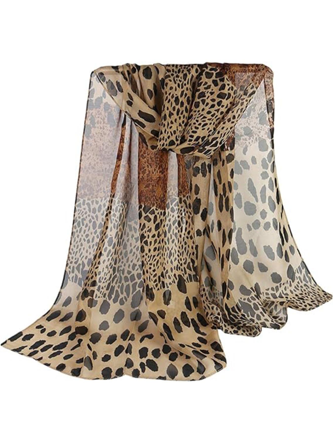 Women's Leopard Print Chiffon Khimars, Elegant Soft Comfortable Hijabs for Daily Wear, Fashion Accessories for Women & Girls