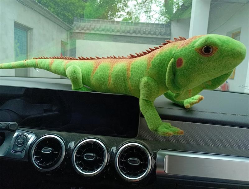 Lifelike Green / Brown Iguana Lizard Figurine Model Cute Reptile Lizard Plush Toys Simulation Animal Stuffed Doll Boys Gifts