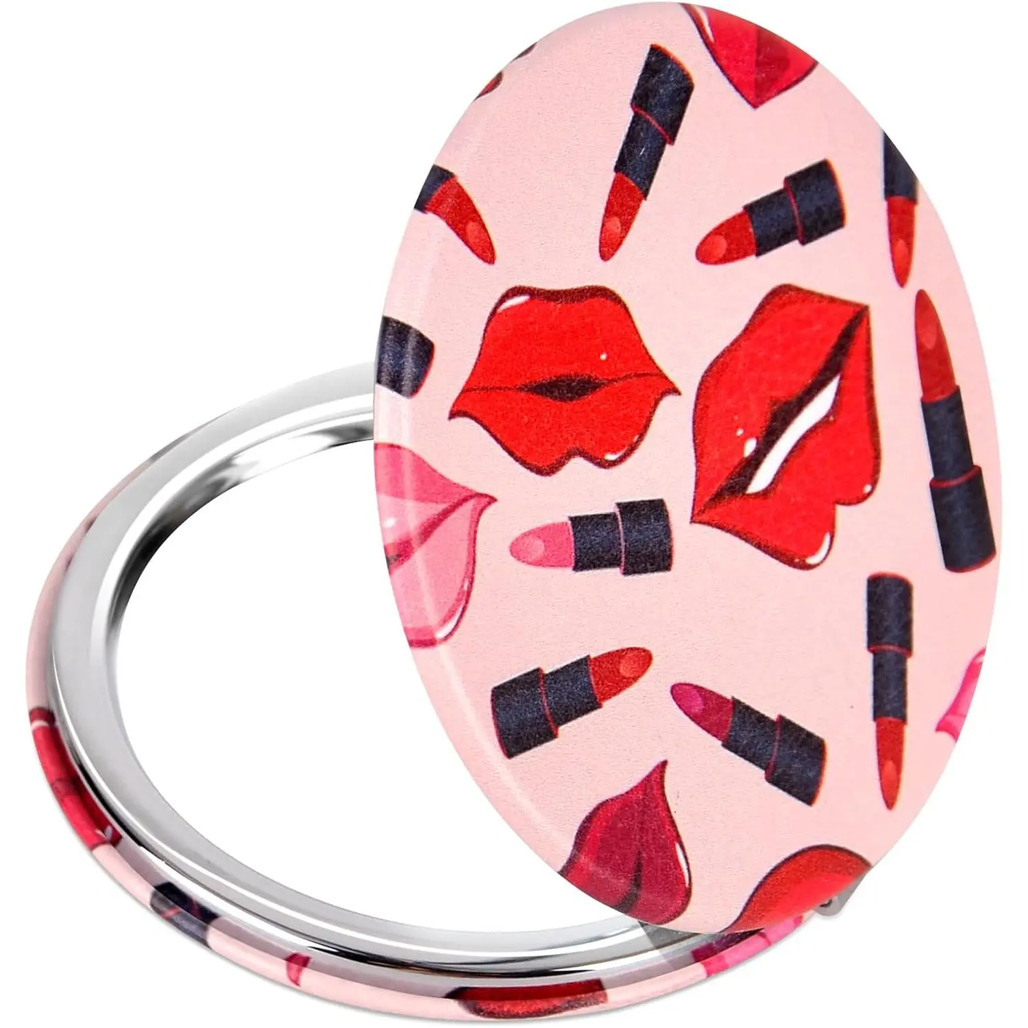 Quality Compact  Mirror Gifts for Girls Women Beauty, Stylish Travel Folding Makeup Mirrors for Wallet Purse Pocket Handbag, Portable Double-Sided Magnifying  Mirror, Bright Red